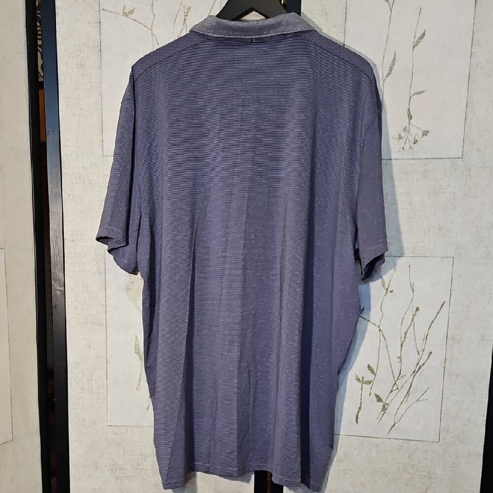 Calvin Klein Blue Polo Shirt with Soft Heathered Texture - Picture 3 of 4